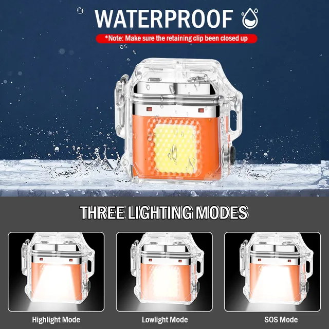 Waterproof Electric lighter Arc Light Outdoor Camping Cigarette Lighter USB Rechargeable Lighter - Oju store