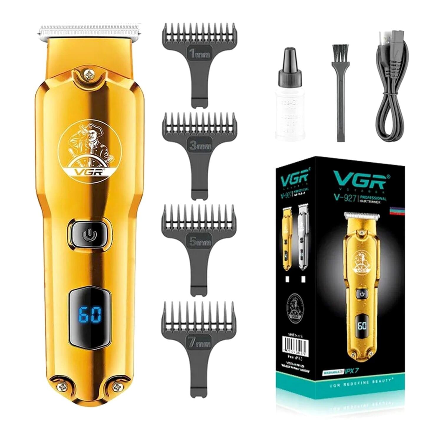 VGR Hair Trimmer Professional Trimmer Electric Hair Clipper Cordless Zero Cut Machine Rechargeable Waterproof LED Display V 927 By Khopo Traders