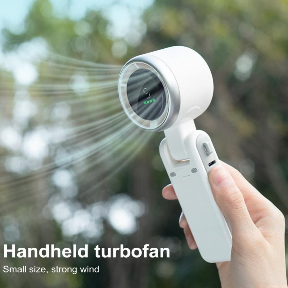 Durable With Digital Display Handheld Fan 5-Speed Adjustable 180 Degree Folding Mini Foldable Desk Fan Low Noise Rechargeable Powerful Turbo Fan Cooling Fan