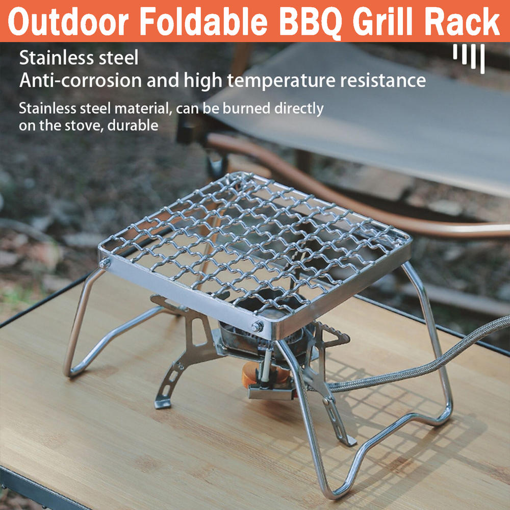 Stainless Steel BBQ Grill Rack Compact Foldable Portable Camping Stove Stand Outdoor Picnic Barbecue for Camping Gear Picnic