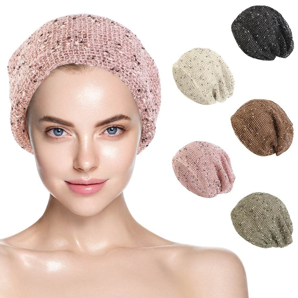 Casual Breathable Hood Hat Mesh Cotton and Linen Twist Woven Hat Headwear Double Used Beanie Cap Women