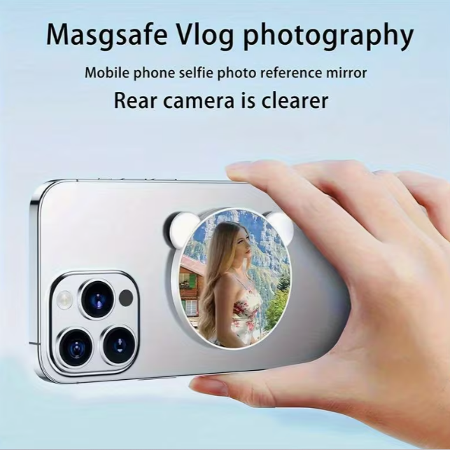 1 piece Magnetic Selfie Mirror Set for Smartphone - Back Camera Convex Mirror for Vlogging, Live Streaming, Photography & Video Recording | Detachable & Portable Phone Accessory