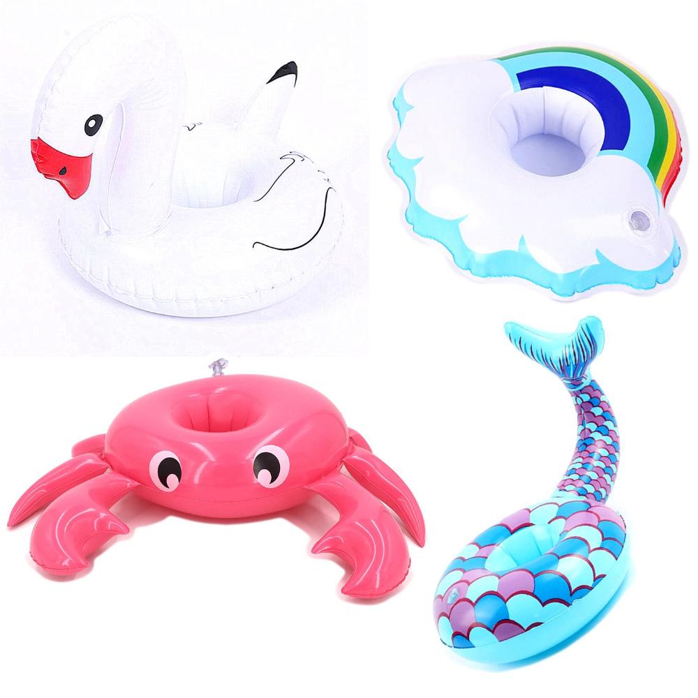 4Pcs Kids Toys Pool Floaties Bar Coasters Inflatable Drink Holders Swimming Pool Float Drink Floats Inflatable Cup Coasters