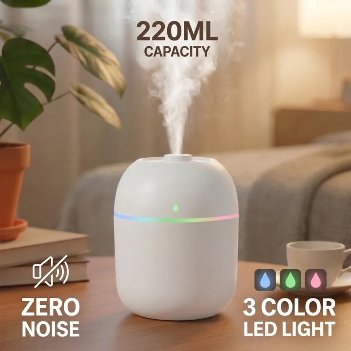 ElectraByte Cute Mini 220ML Clover Humidifier Air Freshener Aroma Diffuser Oil Luminous Silent Simple Appliance (Color May Vary)