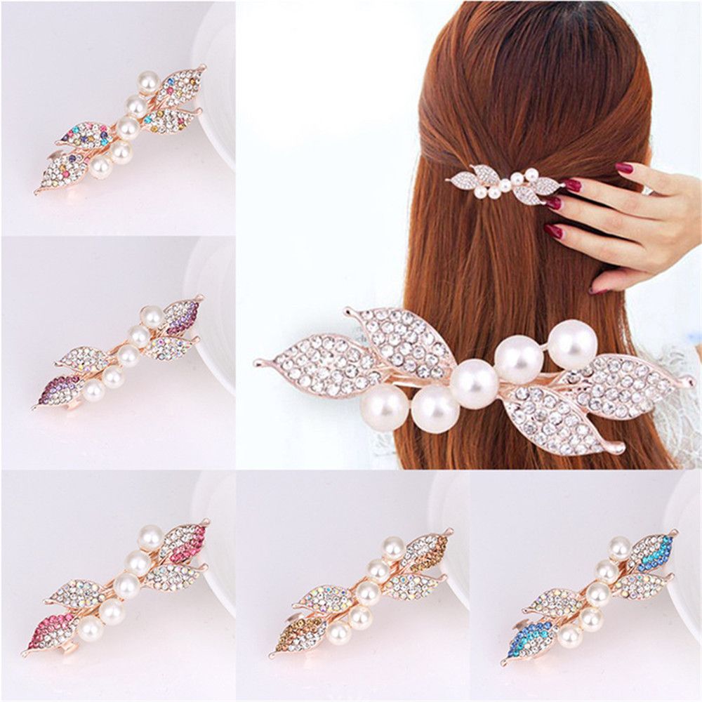 Women Tiara Floral Flower Barrettes Cute Hairpin Headwear Accessories Crystal Hair Clip