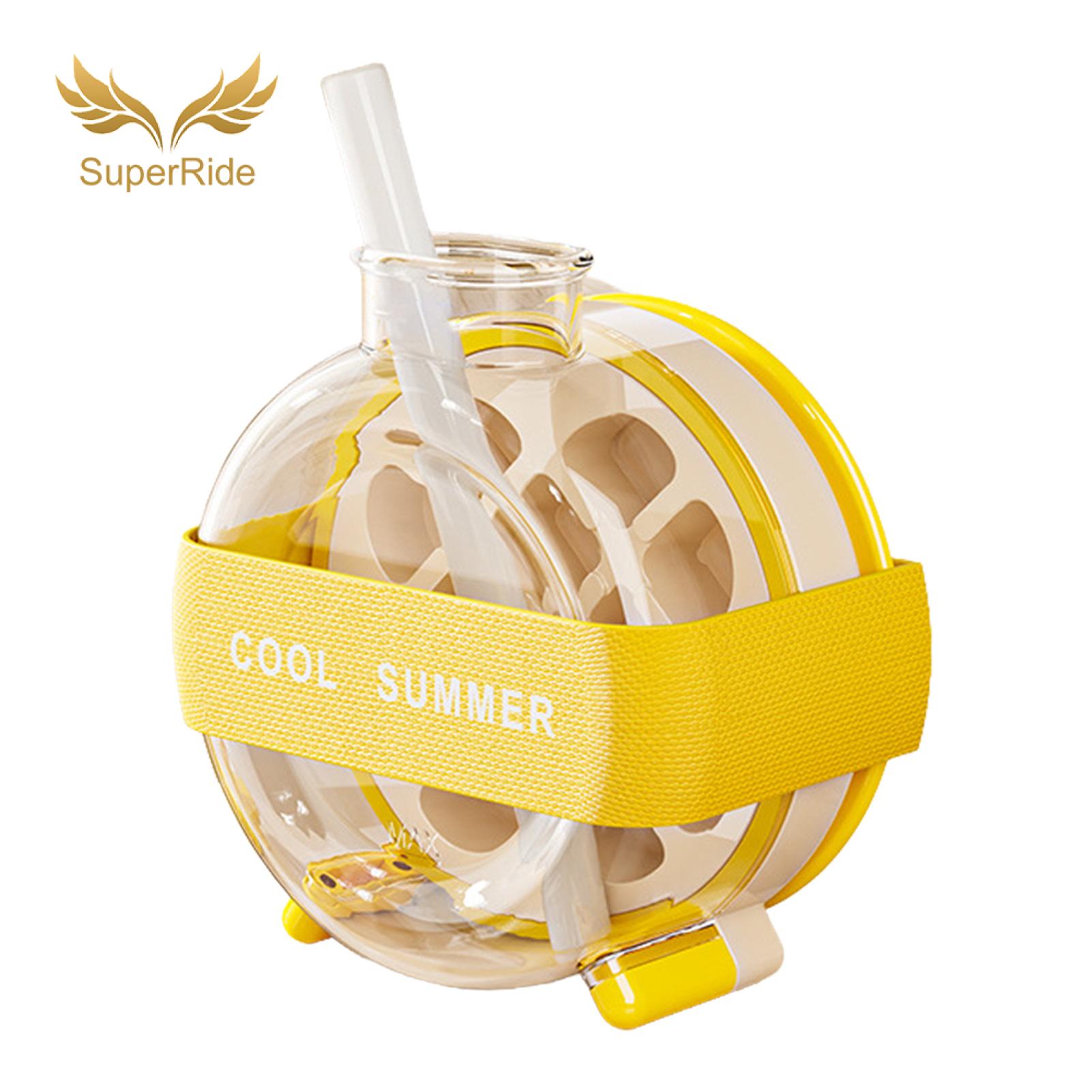 SuperRide Easy Clean Ice Maker Ice Cube Bottle 2-in-1 Portable Ice Cube Maker with Straw Touch-free Easy Press Release Tray with Lid for Indoor