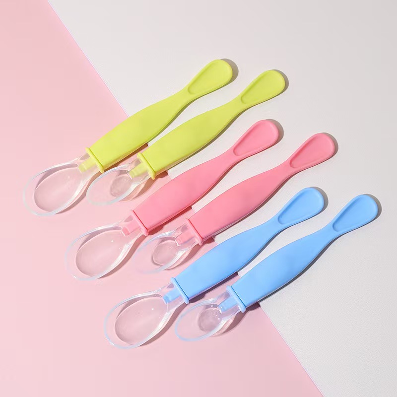 Dr Gym 2PCS Baby Silicone Feeding Spoon Set | Double-Ended Soft Head Training Spoon | Food Grade Silicone Baby Weaning Spoon for Infant Feeding