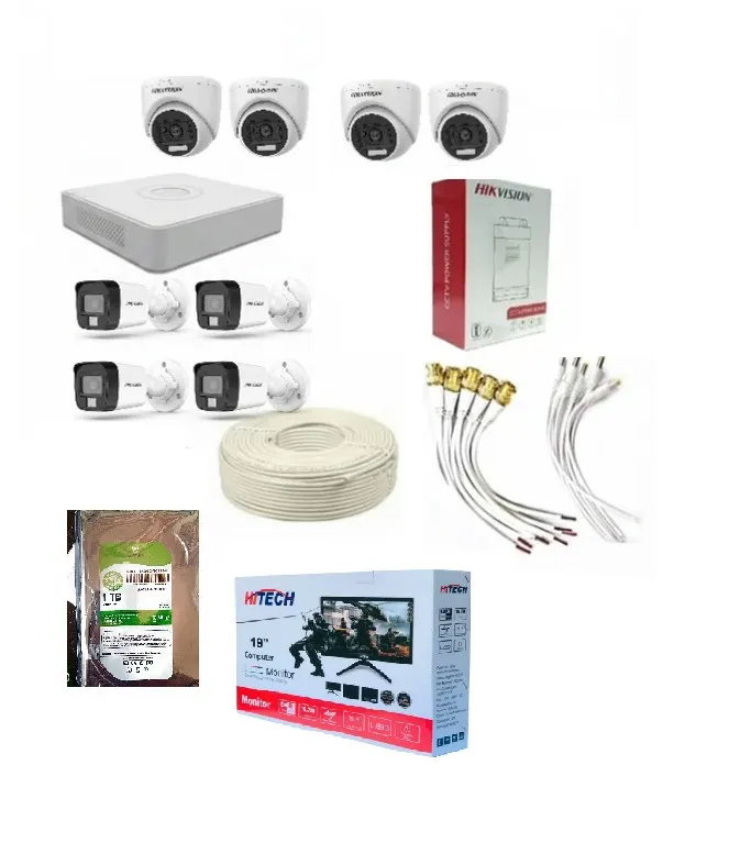 Hikvision 8 Channel Normal AHD Hybrid Light CCTV Package With 1 TB Hard Disk And 19" Monitor