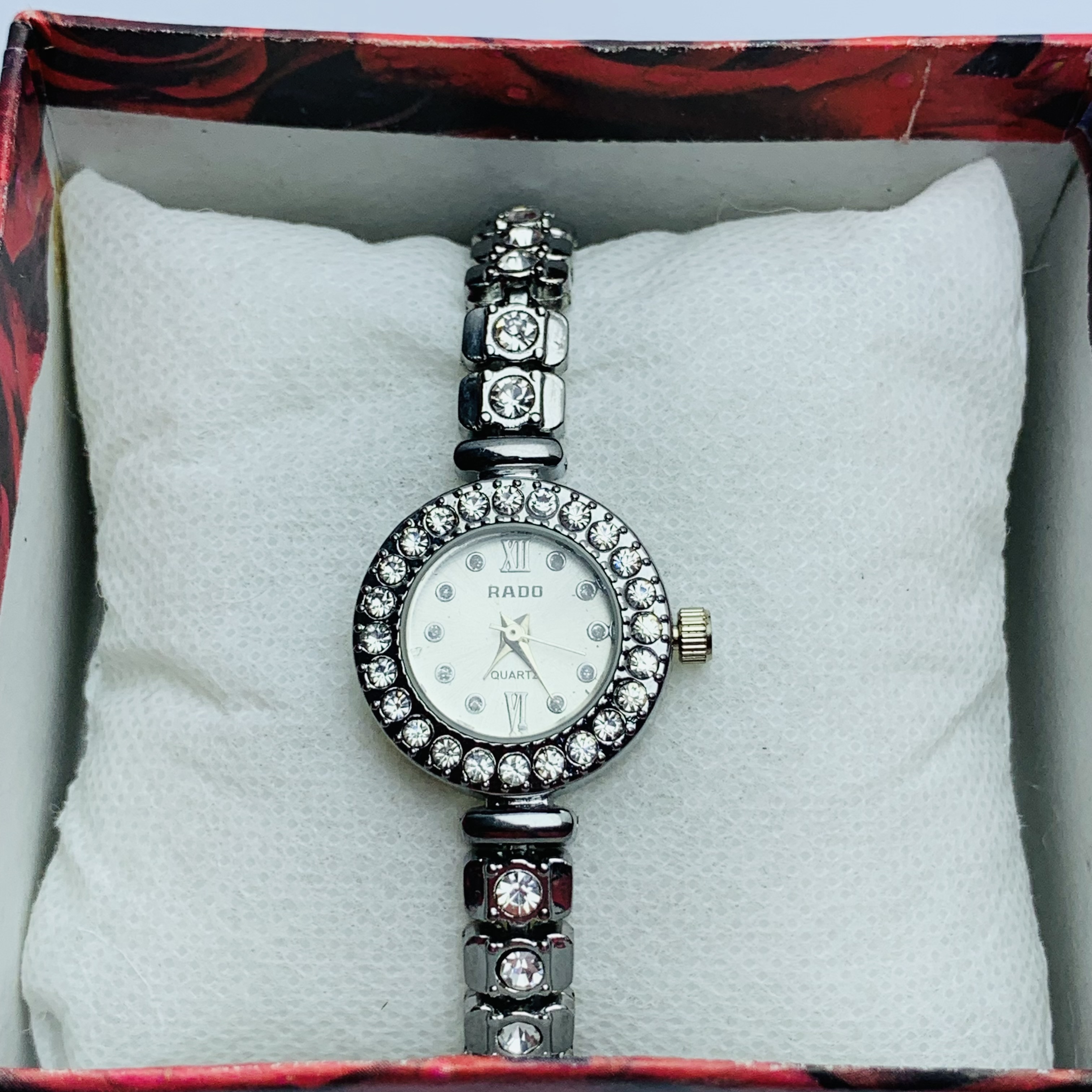 New Bengal Design Round Shape White Dial Stainless Steel With Stone Fashionable Watch For Women - Sold By Time Plaza