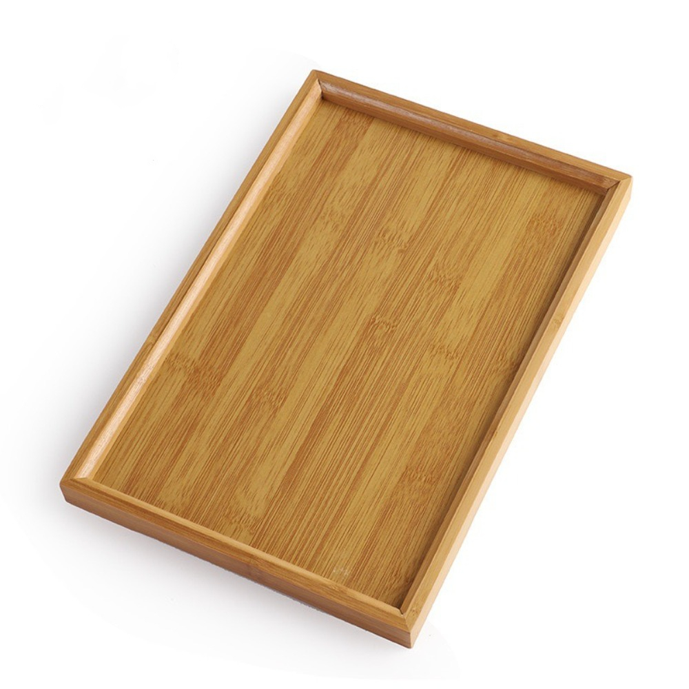 New Rectangular Bamboo Tray Wooden Household Dinner Plates Solid Color Kitchen Accessories Bread Tray For Holding Tea Fruit Barbecue Bread