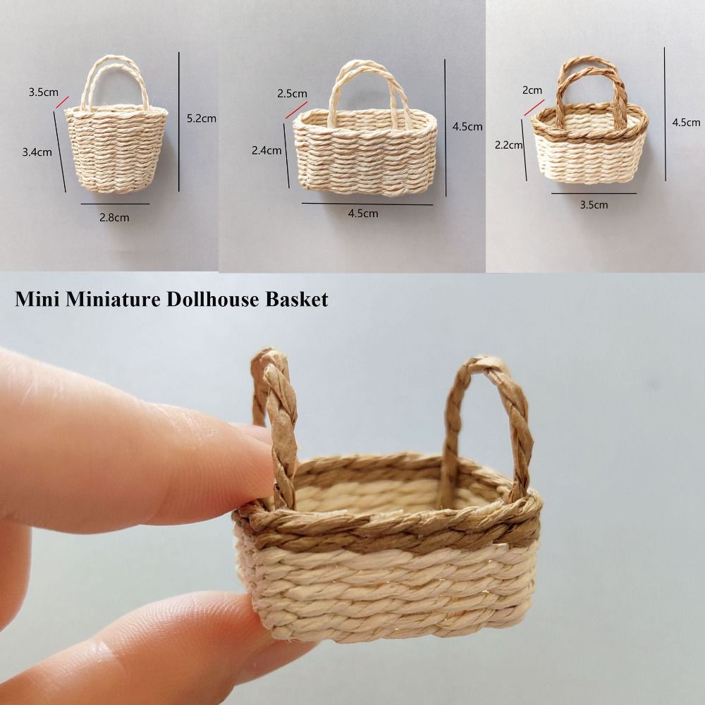 New Mini Miniature Dollhouse Basket Fashion Handmade Paper Vine Basket DIY Hand Woven Basket For BJD Dolls/for Ob11 Dolls