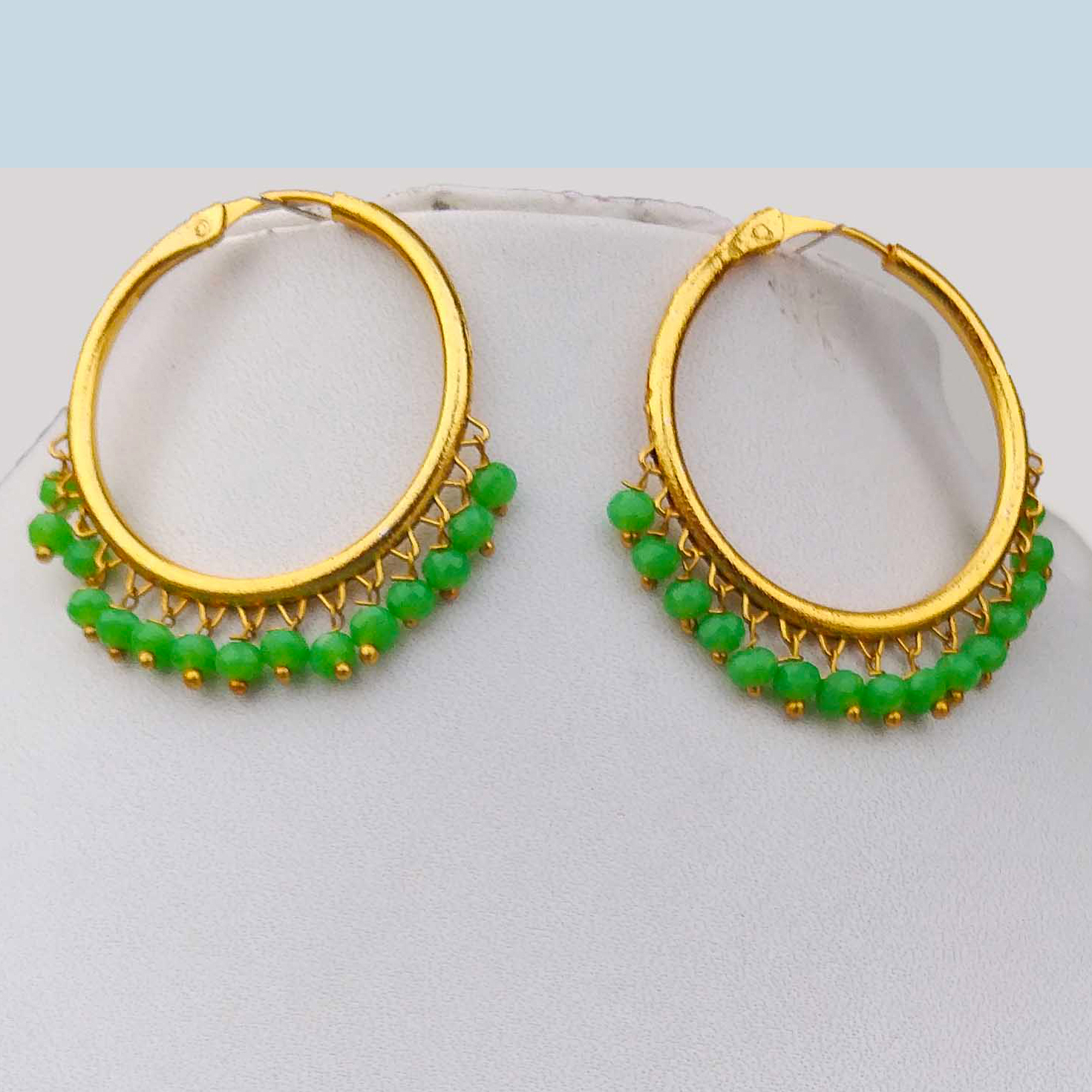 Fancy Round Hoop With Beads Drop Design Earring For Girls And Women