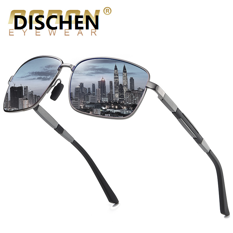 DISCHEN New style AORON Mens Polarized Sunglasses for sports rectangle Mirror Sunglasses men Alloy Frame UV400 Sun Glasses Eyewear