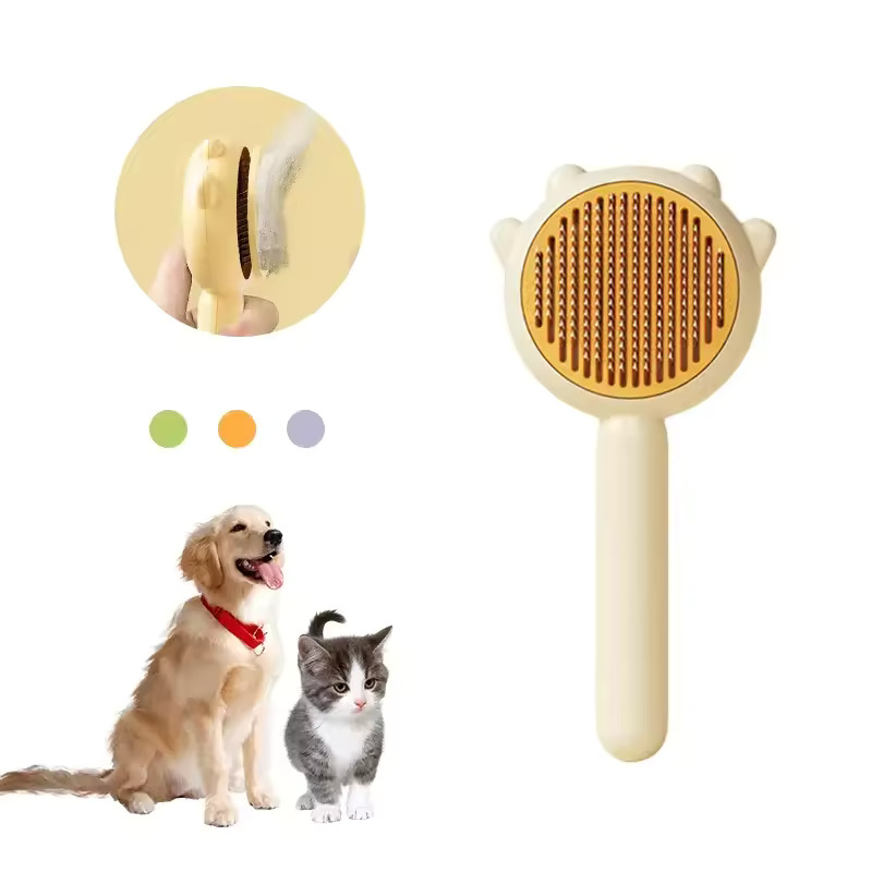 Pet Cat Brush Dog Comb Hair Removes Pet Hair Comb Self Cleaning Slicker Brush