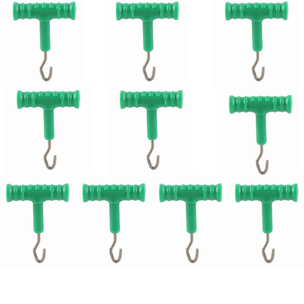 10 Pcs Durable ABS Fishing Baiting Rig Tool Stainless Steel T Shape Handle Fishing Knot Puller Rig Puller Knot Tools Barbel Fishing