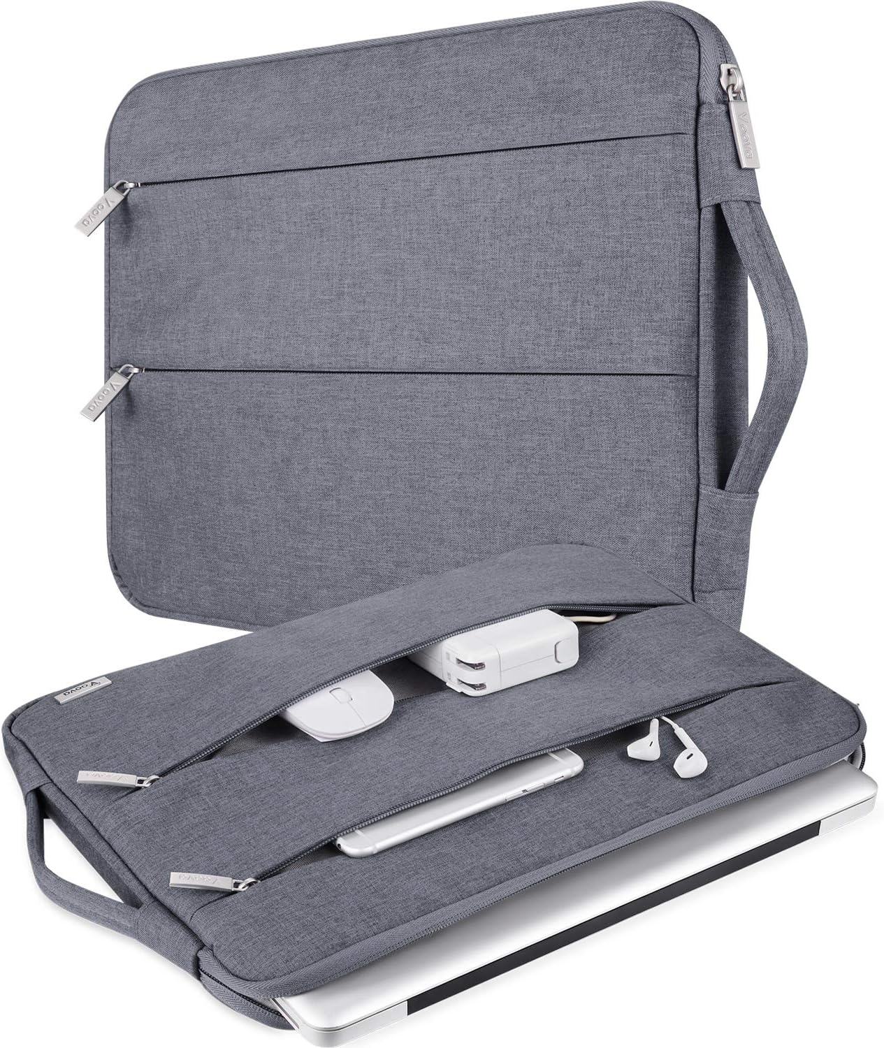14 Inch Laptop Bag Sleeve Case Cover With Handle Water-Resistant with Fur-Lined Interior - Unisex, Slim Design