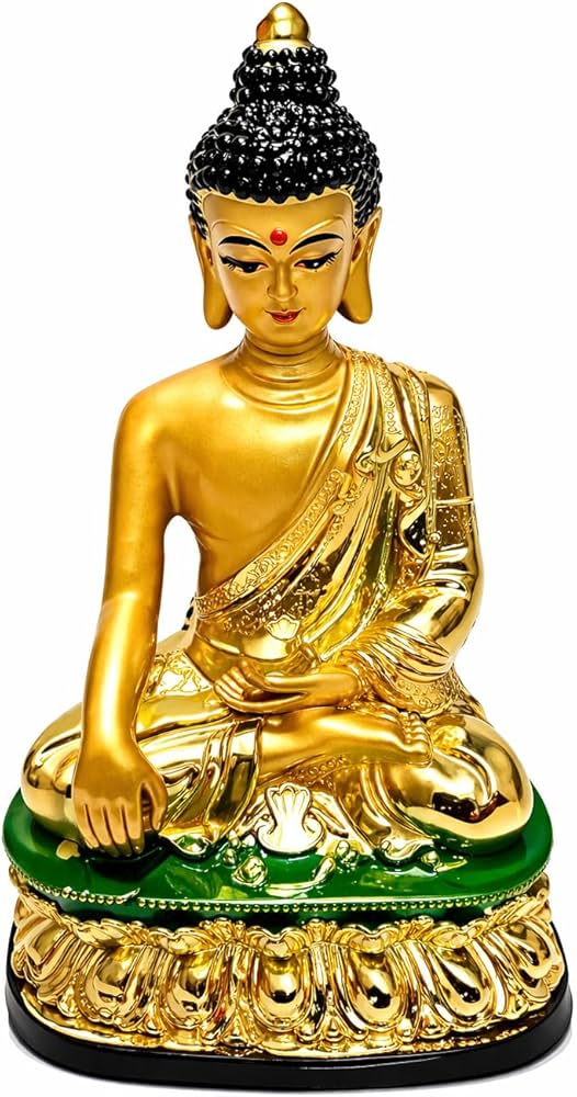 IS-A GJ Golden Lord Gautam Buddha Statue for Home Decor | Resin Buddha Idol for Peace, Positivity & Meditation | Feng Shui Spiritual Showpiece for Living Room, Office & Gift | 5 x 8 x 14 CM