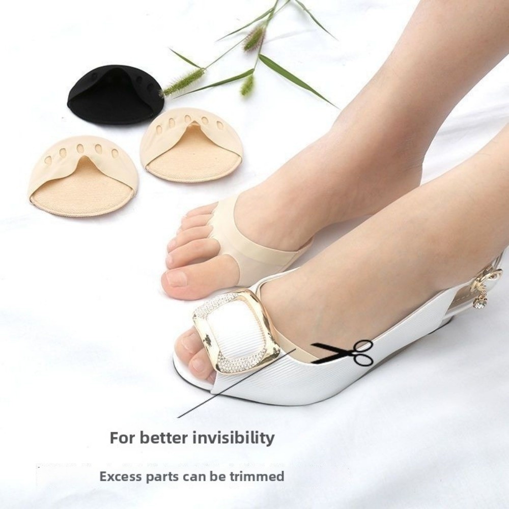 Comfortable Anti-slip Invisible Forefoot Pad Ice Silk Breathable Half Size Forefoot Cushion Insoles Five Toes Half Foot Socks for High Heels