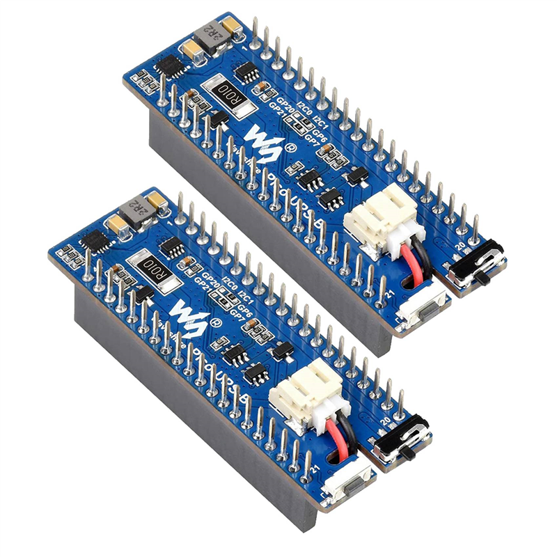 2X UPS Module B for Pico Board, Uninterruptible Power Supply Monitoring Battery Via I2C Bus