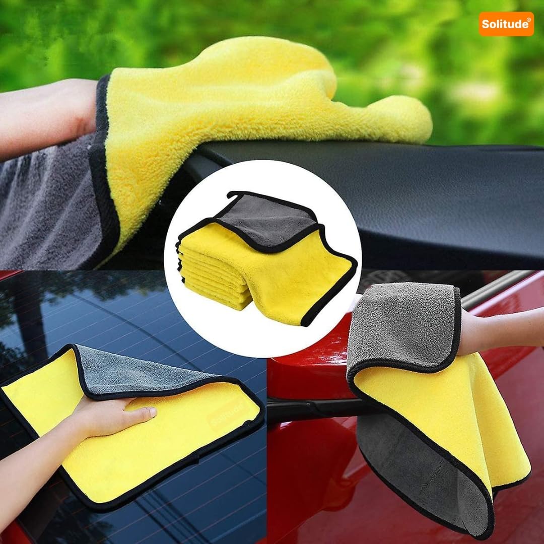 Microfiber Cloth Towels - Pack of 1- 40x30 cms - 340 GSM Car Bike Cleaning | Detailing & Polishing Cloth | Thick Lint & Streak-Free Multipurpose - Multicolor