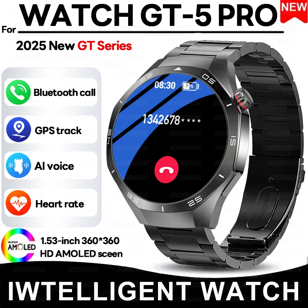 HOT 2025 New Watch GT5 PRO Bluetooth Talk Smart Watch Men AMOLED HD Screen GPS Sports Watch Waterproof Smartwatch For Huawei Xiaomi