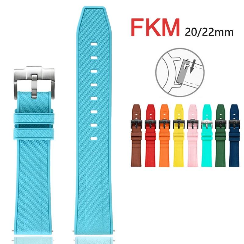 Vylon Fluoro Rubber Strap Stainless Steel Buckle Quick Release Upgraded FKM Sport Waterproof Men Women Universal Watch Band 20mm 22mm