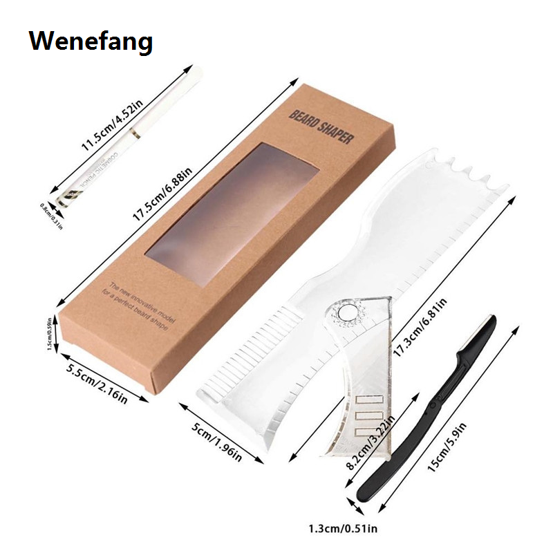 Wenefang Beard Shaper Kit - Complete Shaping Styling Tool - Adjustable Sales promotion Shaper, Razors, Barber Pencil - Beard Stencil Guide Template