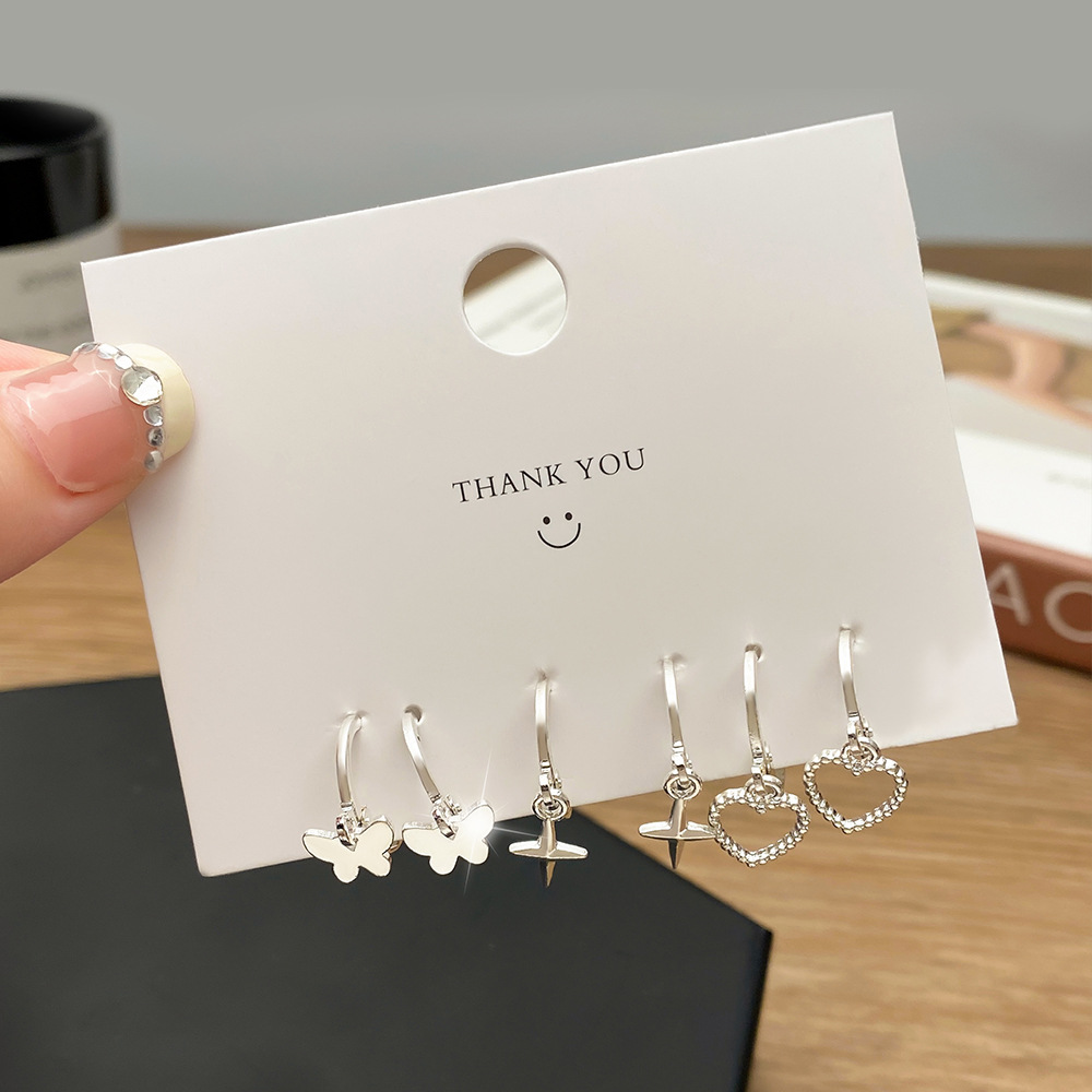 ANX Stylish Of Summer Small Fresh Women's Star Love Earrings Set Drop Earrings