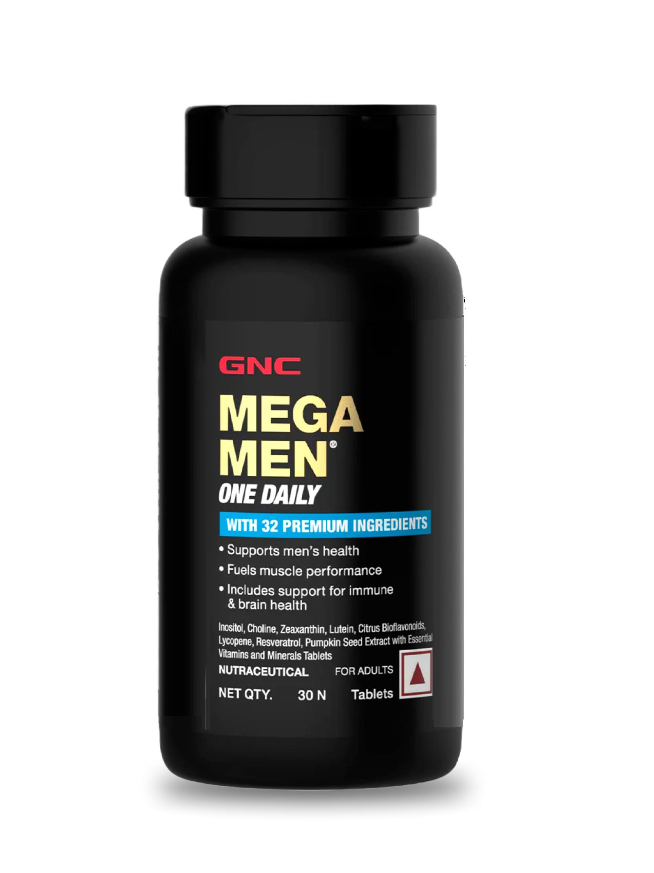 GNC Mega Men One Daily Multivitamin- 30 Tablets With 32 Premium Ingredients Supports For Improves Energy, Immunity & Overall Health