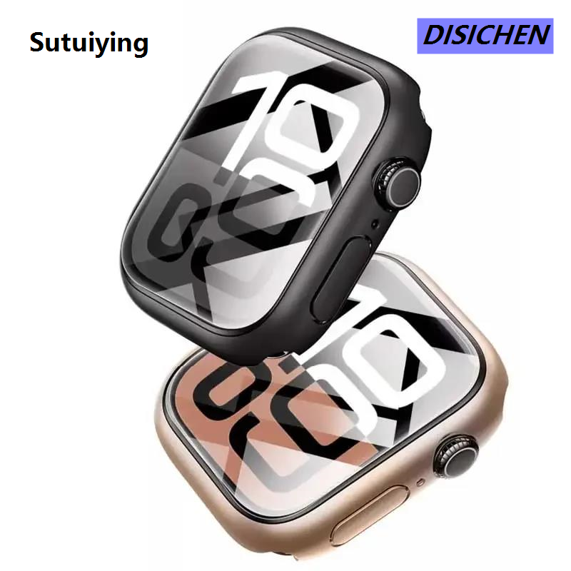 DISICHEN Sutuiying Affordable Tempered Glass+cover For Apple Watch Accessories 44mm 41mm 45mm 40mm 42mm Screen Protector Apple watch Case serie 9 4 5 6 SE 7 8
