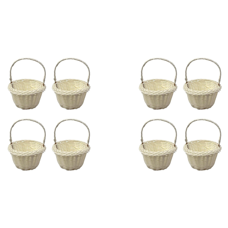 NAMUNY Pack of 8 Mini Woven Baskets, Wedding Flower Basket,8x5 cm Baskets for Flower Girls,Flower Girl Baskets,Braided Flowers