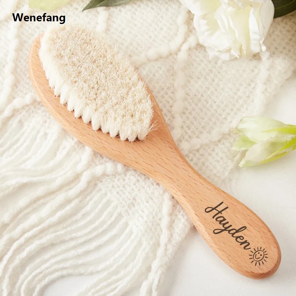 Wenefang Baby Hairbrush Personalized Baby Comb Baby Shower Gift Newborn Wooden Comb Wood Custom Gift Baby Girl
