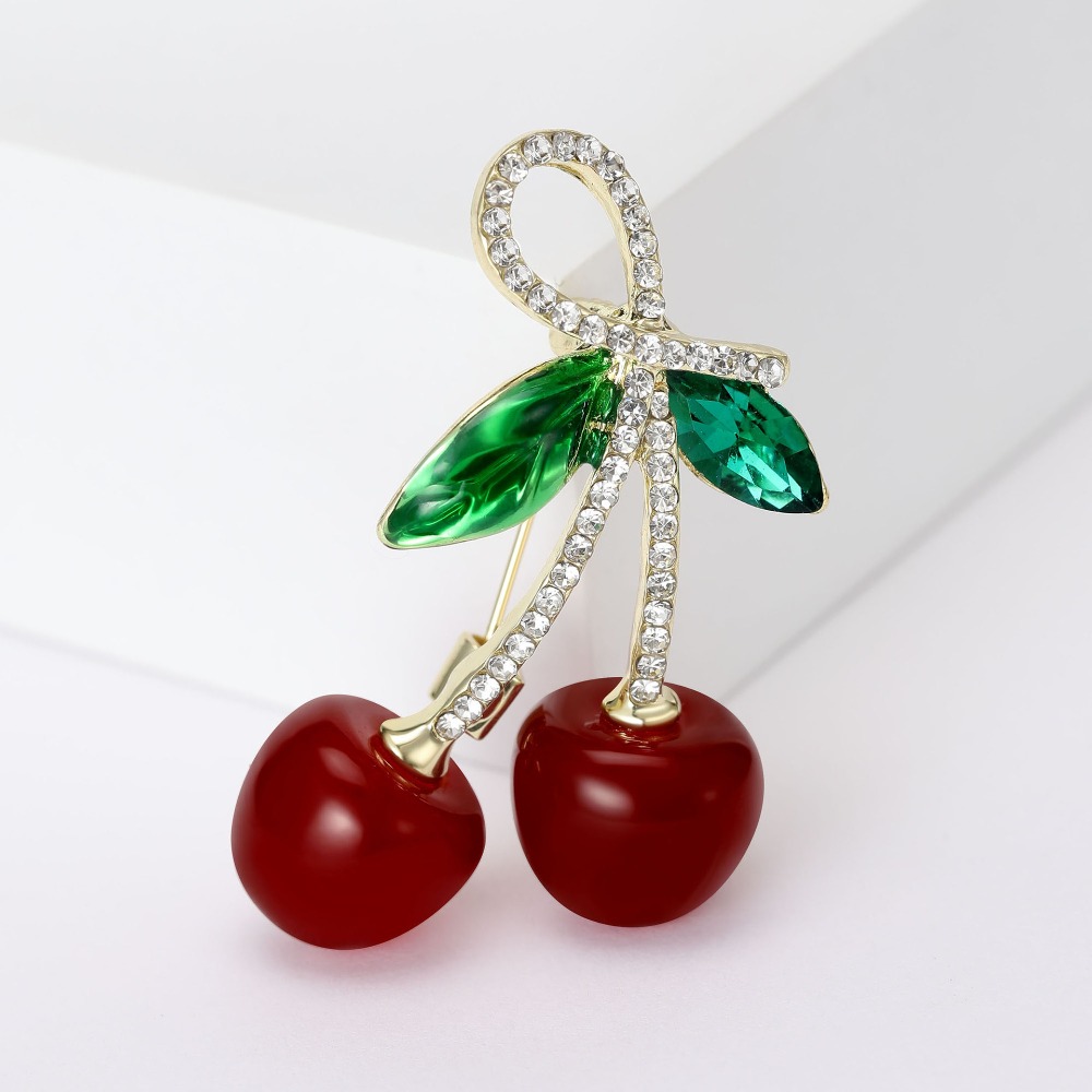 Creative Beauty Fruits Pins Cherry Aluminium Alloy Brooch Pins Gifts Badge