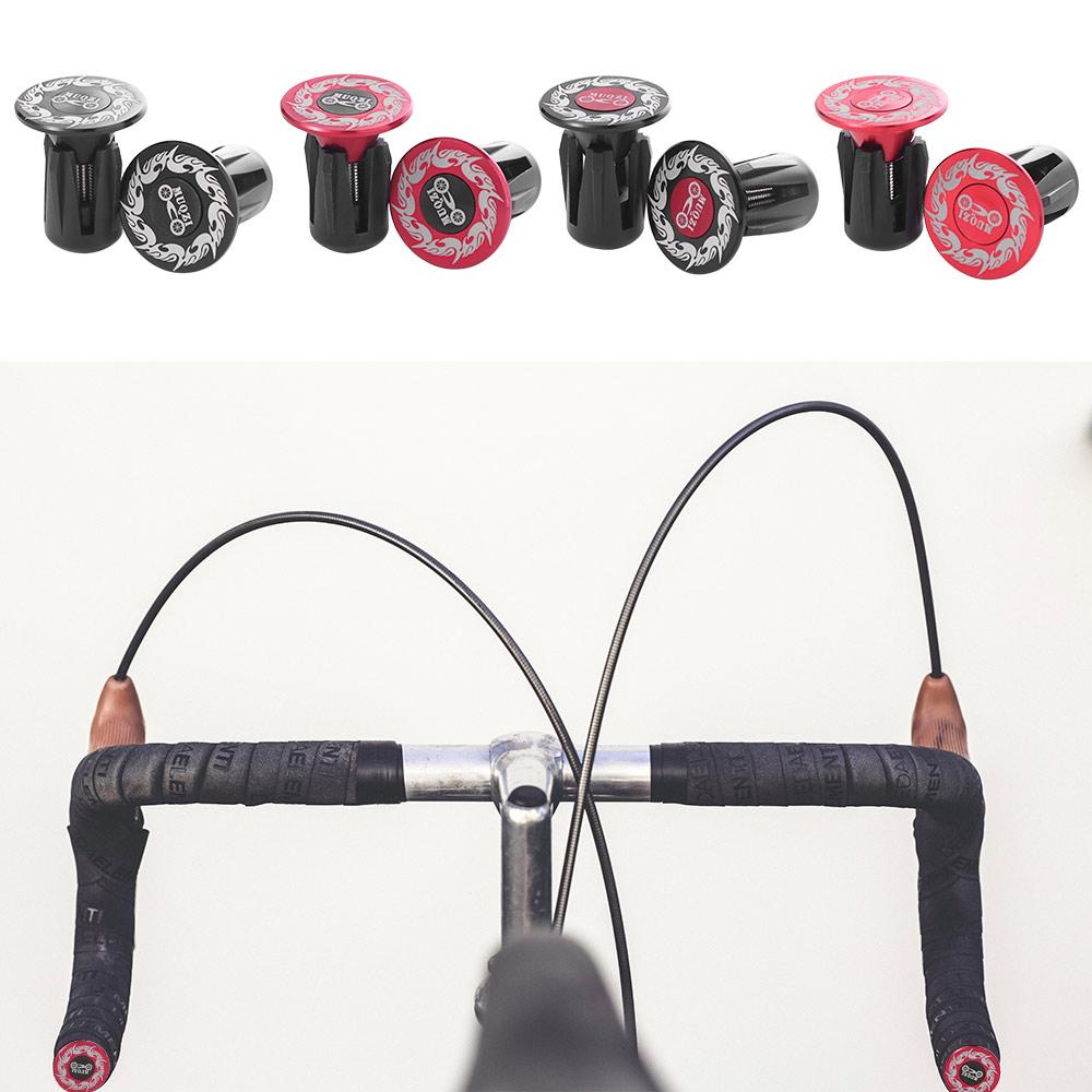 Pair Bicycle Crank Caps Flame Pattern Bike Handlebar Plugs Aluminum Alloy Lightweight Handlebar End Caps Universal Dustproof Handlebar Grip End Plugs Mountain Bike