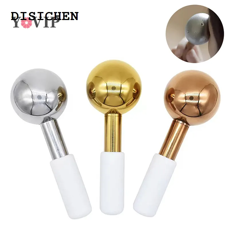 DISICHEN 2025 Facial Ice Globes Cold Hot Stainless Steel Facial Roller Skin Beauty Spa Cooling Globe Massage Ball Face Care Cryo Freeze Stick