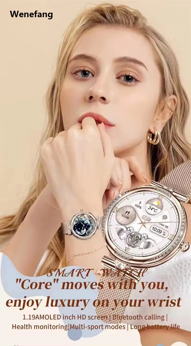 Wenefang NX17 Pro Smart Watch Fashion Dimanond Ladies Wristwatch Amoled Original Bluetooth Calling Health Monitoring Women Fitness Smartwatch