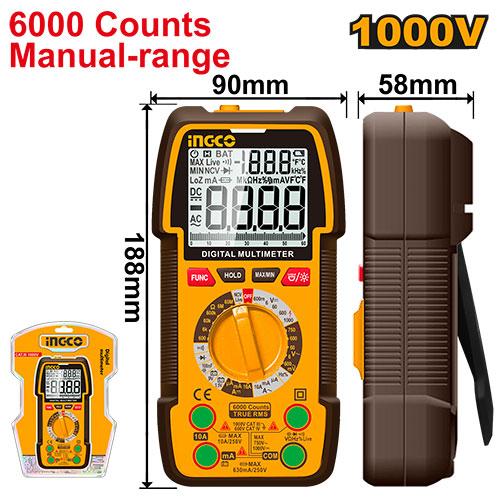 INGCO New DM310002 Digital Multimeter Display : TRUR RMS 6000 Counts By DD