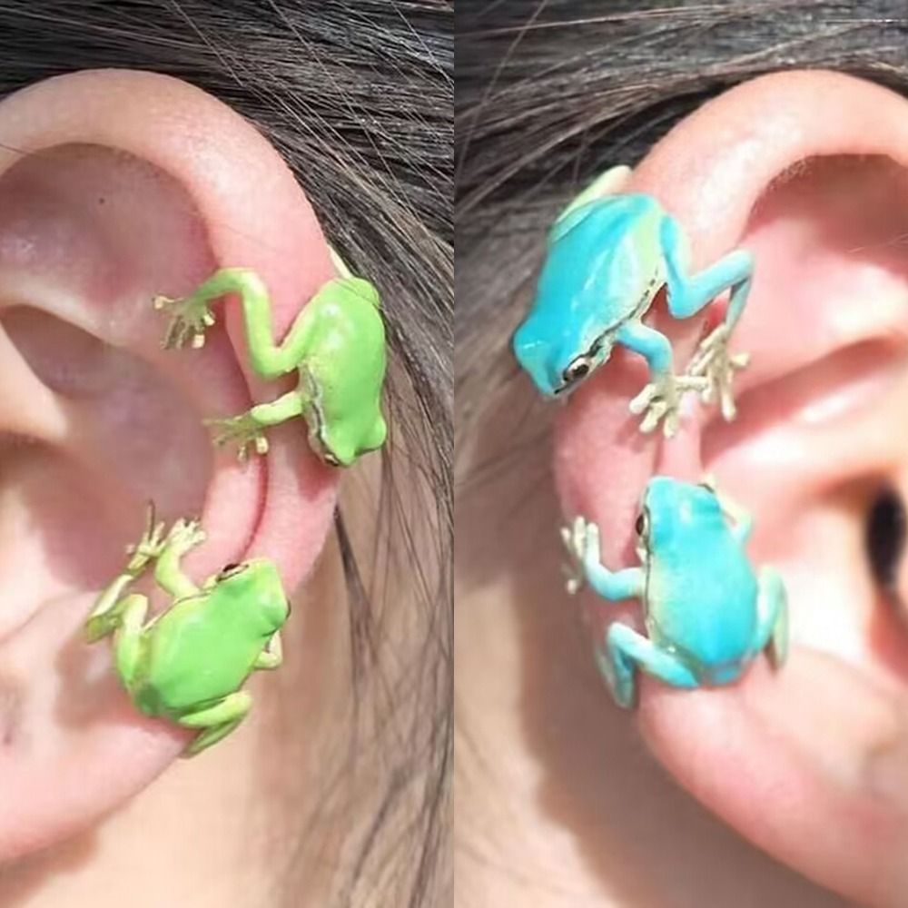 1Pair Personality Without Pierced Frog Earrings Party Gift Creative Animal Ear Studs Funny Metal Jewelry Ear Bone Clip Women