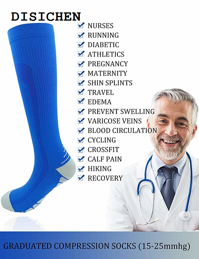 DISICHEN High Quality Stockings Thigh Compression New High Outdoor Pattern 20-30 Tube Mmhg Socks Sports Socks Men's Socks For Athlete