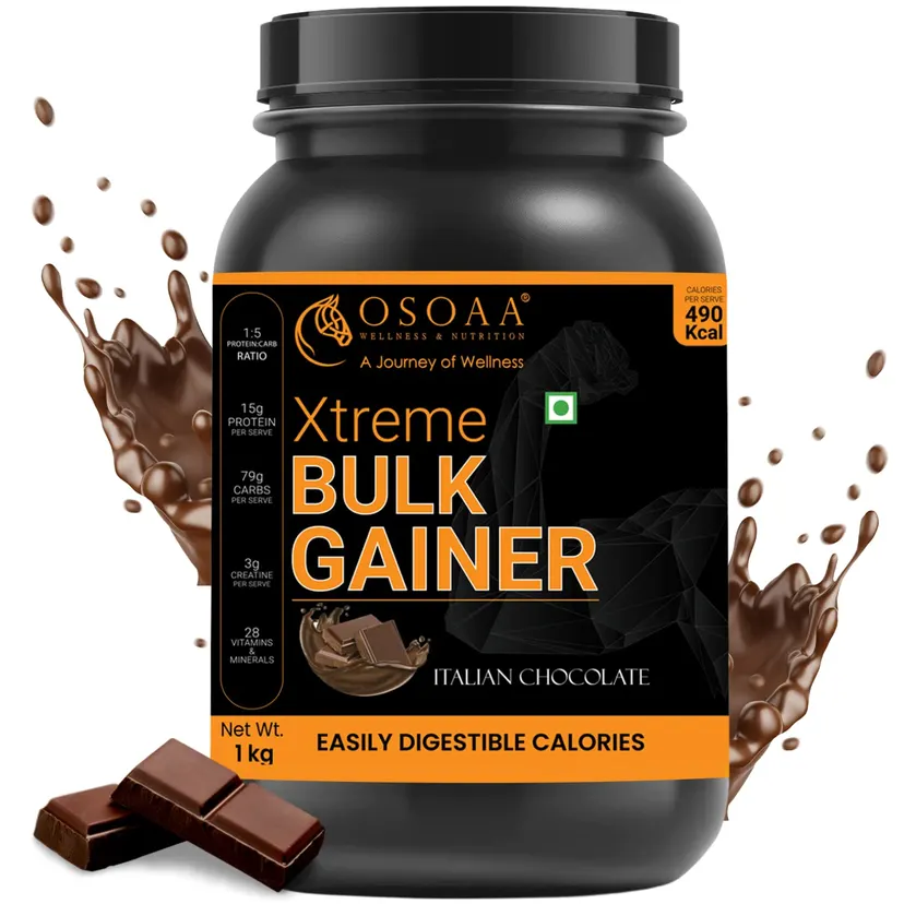 OSOAA Mass Gainer Protein 3KG Vanila, 420 Calorie, Creatine, Digestive Enzyme, Fast Muscle Weight Gain, 28 Vitamin & Mineral