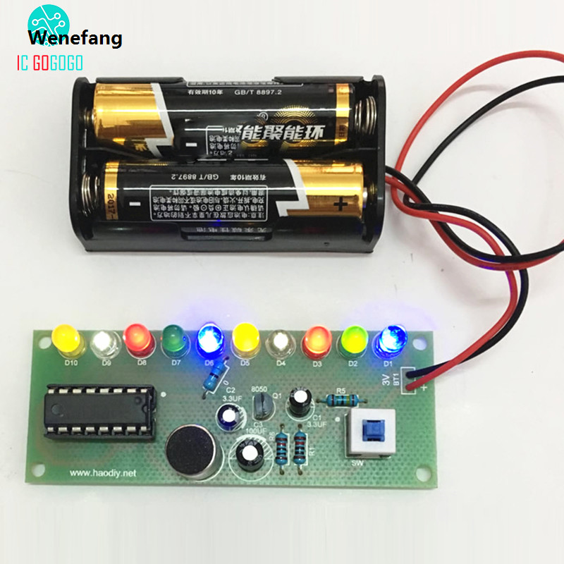 Wenefang 【New arrival】Sound Control Flashing LED Music Lamp Controller Hot Selling Electronic DIY Kits Production Training Gift Voice Control