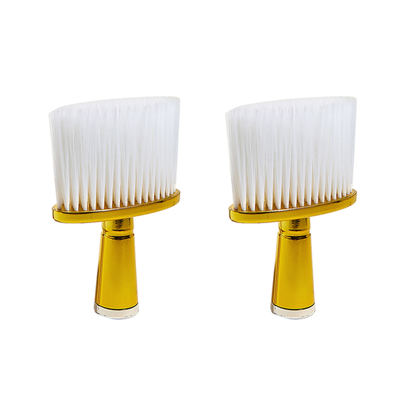 2X Soft Hair Brush Neck Face Duster Hairdressing Hair Cutting Cleaning Brush for Barber Salon Hairdressing Tools-Gold