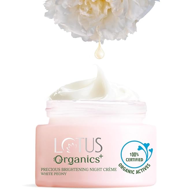 Lotus Organics+ Precious Brightening Night Cream | For Dark Spots, Blemishes & Pigmentation | Night Moisturiser | Sulphate & Paraben Free | All Skin Types | 30g