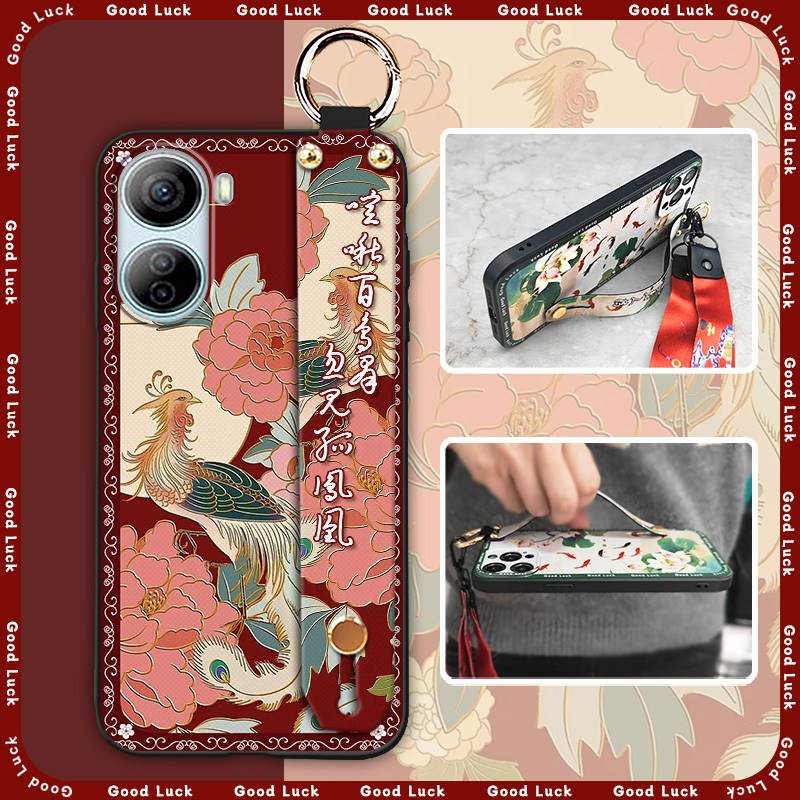 old lady Shockproof Phone Case For ZTE Libero 5G IV/Nubia Ivy Kickstand Lanyard for mom ring Dirt-resistant Durable