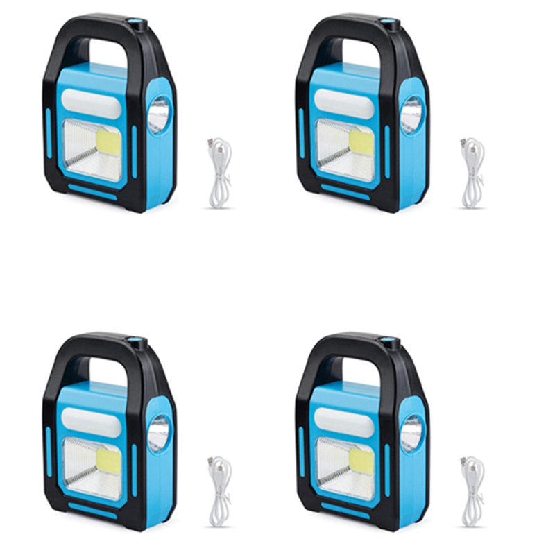 FORIDE 4X 3 in 1 Solar USB Rechargeable COB LED Camping Lantern, Charging for Device, Waterproof Emergency Flashlight LED Light