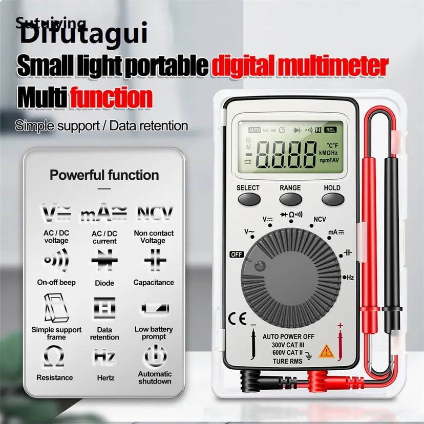 Difutagui Luxury Sutuiying ANENG AN101 Digital Multimeter Multimetro Tester with Test Lead Luxury DC/AC Voltage Current LCR Meter Pocket Professional Testers