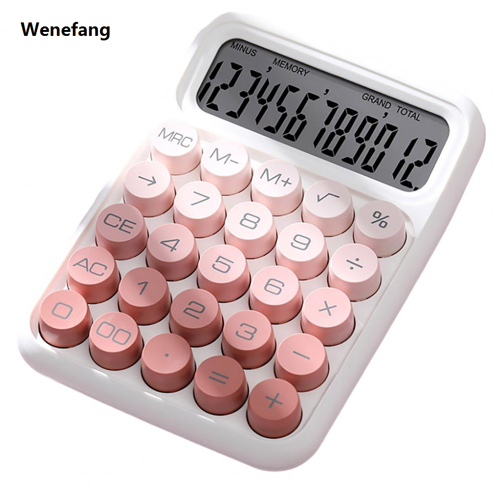 Wenefang Office Calculator Vintage Gradient Color Mechanical Calculator with Lcd Display for Home Office Cute 12 Digit Desktop Calculator