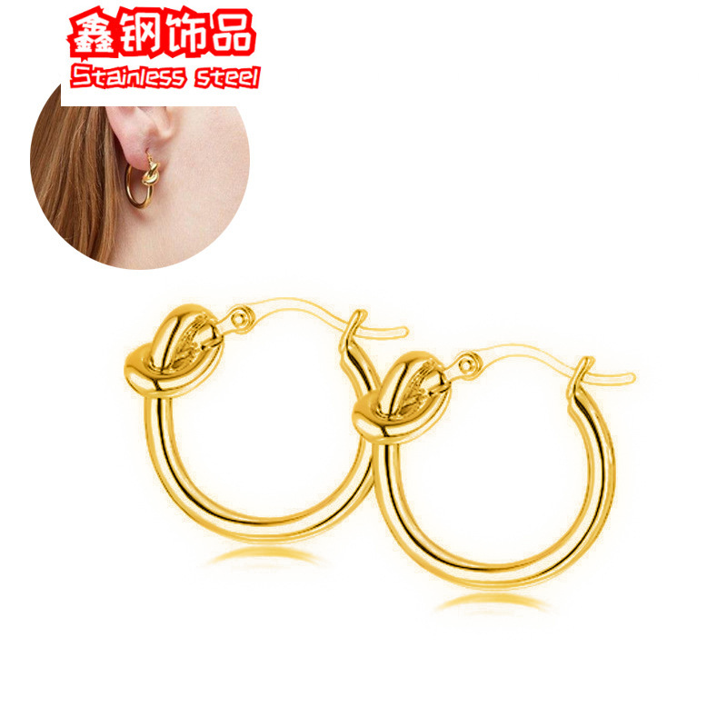 Stainless steel knotted earrings European and American hot-selling light luxury style titanium steel earrings non-fading earrings women's temperament earrings