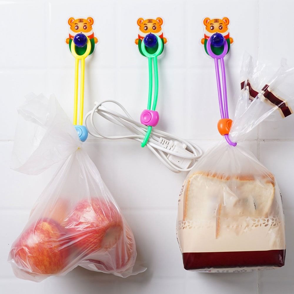 Practical Silicone Bag Mouth Sealing Ties Elastic Reusable Portable Sealer Clip Leakproof Hangable Fresh-keeping Bag Clips Kitchen