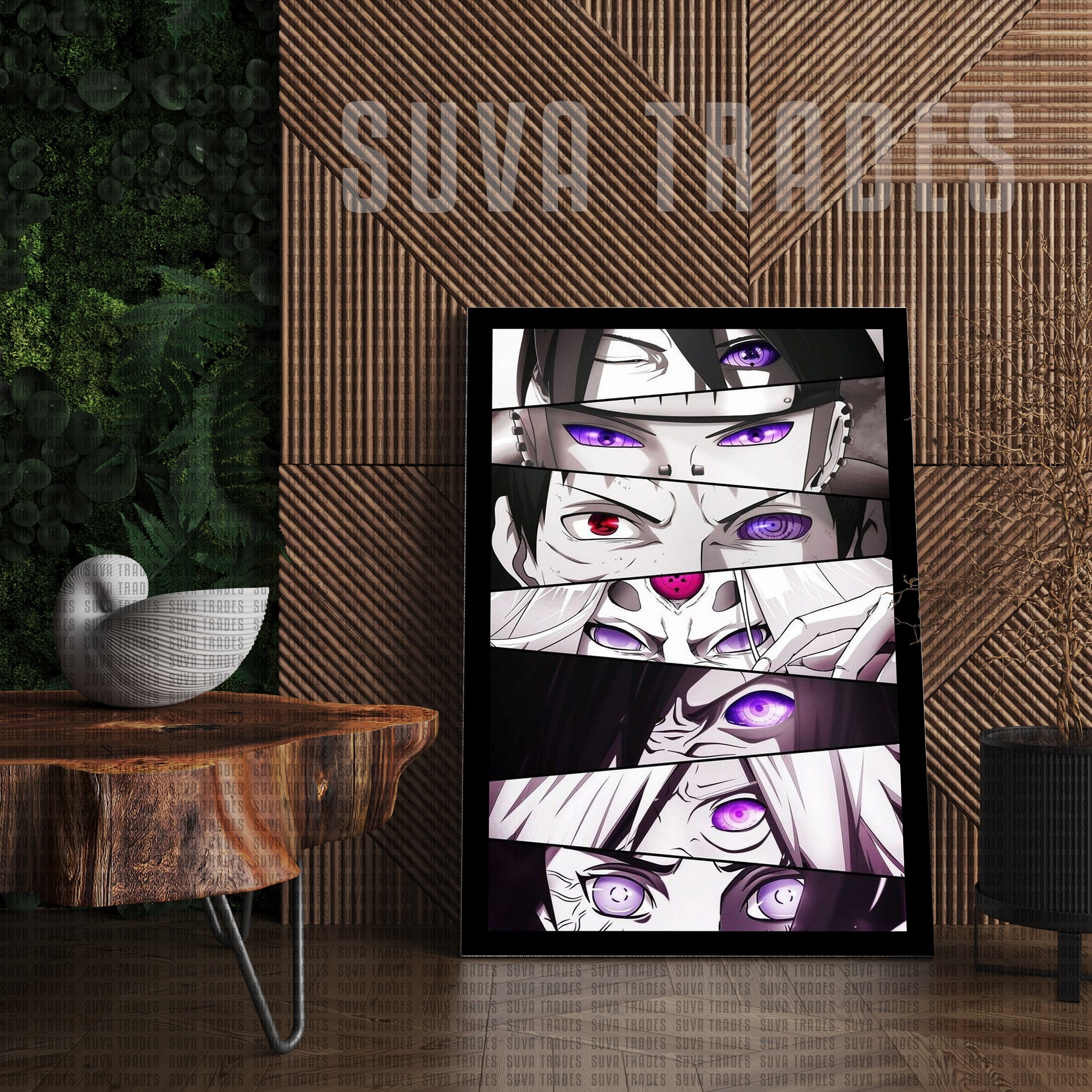 Naruto Sharingam Eyes Wall Hang Panel Canvas Print With Wooden Frame by Suva Trades
